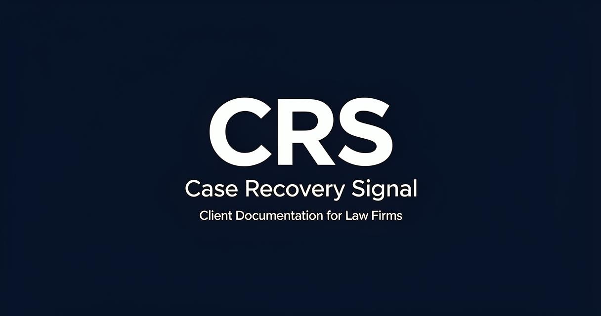 Signal Recovery Code CRS - Case Recovery Signal | Recovery Documentation for PI & Workers' Comp